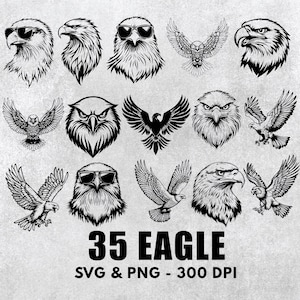 Eagle Svg Png Bundle, Eagle Clipart, Eagle Silhouette, Eagle Vector Art, Eagle Outline, Eagle Designs Cut File, Eagle Circuit File Icon Logo