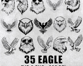 Eagle SVG PNG Bundle: Silhouette Vector Art, Cut File
