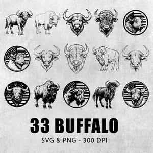 Buffalo SVG Bundle: Silhouette Clipart Vector Designs (PNG, Cricut)