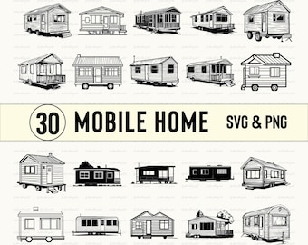 Mobile Home SVG Bundle: Silhouette Clipart Vector (PNG)