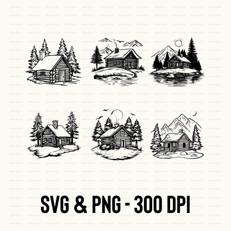 Rustic Log Svg Vector Log Cabin SVG PNG Clipart: Rustic Silhouette Vector Bundle - Etsy Canada