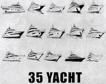 Yacht SVG Bundle: 35 Boat Designs, Clipart, Decal (PNG)