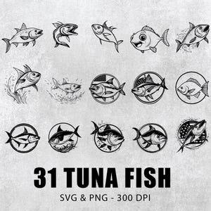 Tuna Fish SVG PNG Bundle: Vector Clipart Cut Files