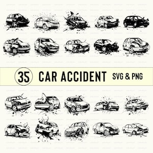 Car Accident Clipart: Vector Silhouette Designs (SVG, PNG)