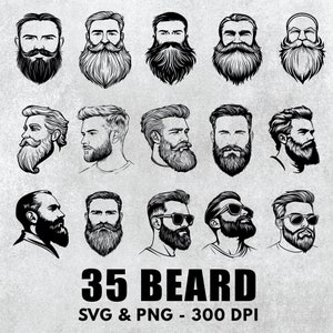 Beard Svg Bundle, Beard Silhouette, Beard Clipart, Beard Vector, Beard Decal, Beard Gifts File Decal, Beard Icon, Beard Logo Cricut File Set