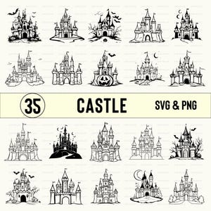 Castle SVG PNG Clipart: Silhouette Vector Cut Files