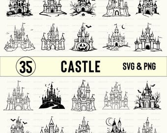 Castle SVG PNG Clipart: Silhouette Vector Cut Files