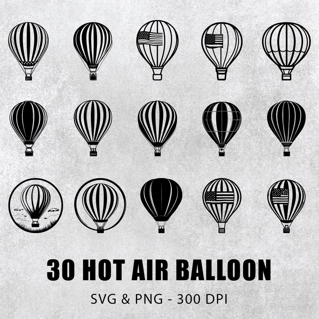 Hot Air Balloon SVG PNG Bundle: Silhouette Clipart, Cricut Cut File - Etsy