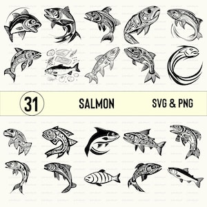 Salmon Fish Svg Png, Salmon Fish Clipart, Salmon Fish Silhouette, Salmon Fish Vector art, Salmon Cut file, Decal, Salmon Fish Cricut, Design