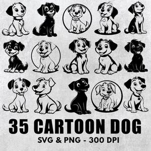 Cartoon Dog Silhouette Bundle, Cartoon Dog Vector Set, Cartoon Dog Clipart, Cartoon Dog Decal, Cartoon Dog Lover Cricut Cut Files Icon Png