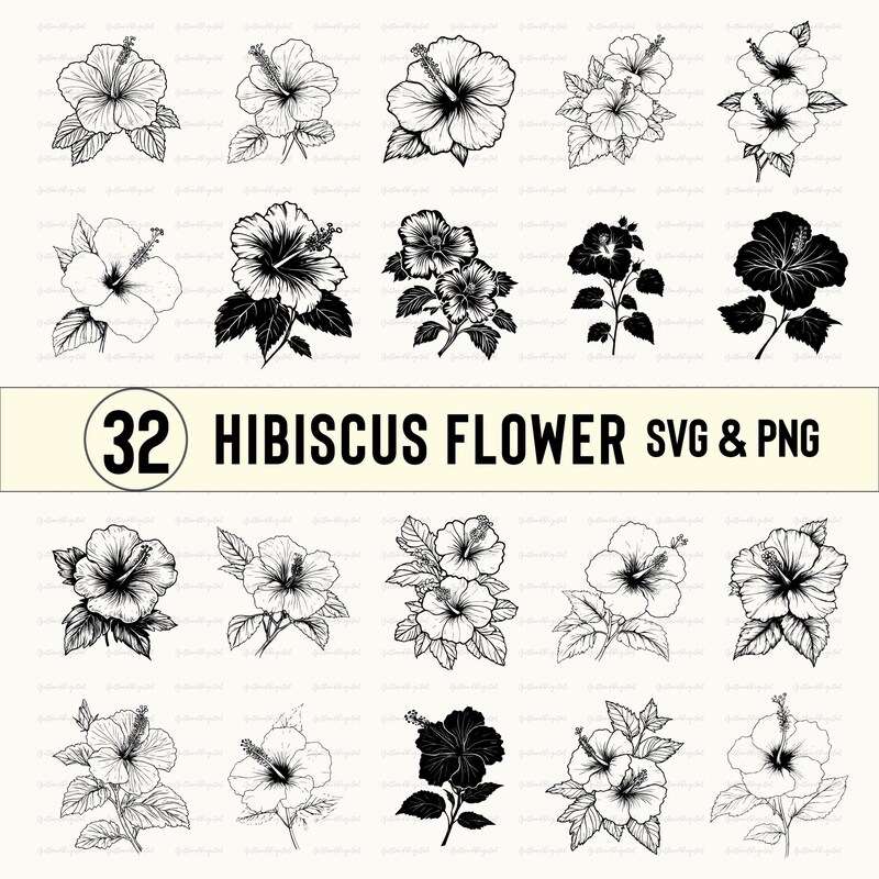 Hibiscus Flower Svg - Etsy