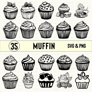 Muffin Clipart: Silhouette Vector Designs (SVG, PNG)