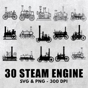 Steam Engine Svg Bundle, Steam Engine Vector Set, Steam Engine Clipart, Steam Engine Decal, Steam Engine Art, Steam Engine Cricut Logo Icon