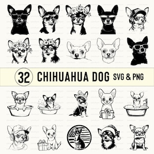 Chihuahua Dog SVG Bundle: Silhouette Clipart Vector (PNG, SVG)