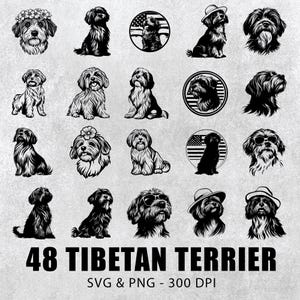 Tibetan Terrier Svg Bundle, Tibetan Terrier Silhouette, Tibetan Terrier Clipart, Tibetan Terrier Vector, Tibetan Terrier Decal Logo Icon Svg