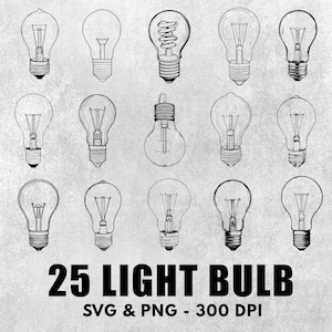 Light Bulb Svg Bundle, Light Bulb Silhouette, Light Bulb Clipart, Light Bulb Vector, Light Bulb Decal, Light Bulb Logo, Light Bulb Icon Svg