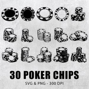 Poker Chips Svg Png Bundle, Poker Chips Silhouette, Poker Chips Clipart, Poker Chips Vector, Poker Chips Outline, Cut File, Poker Cricut Set