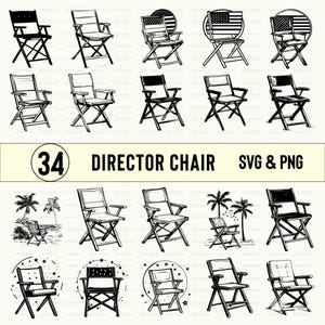 Director Chair SVG PNG Bundle: Clipart Silhouette Vector Art (Digital Download)