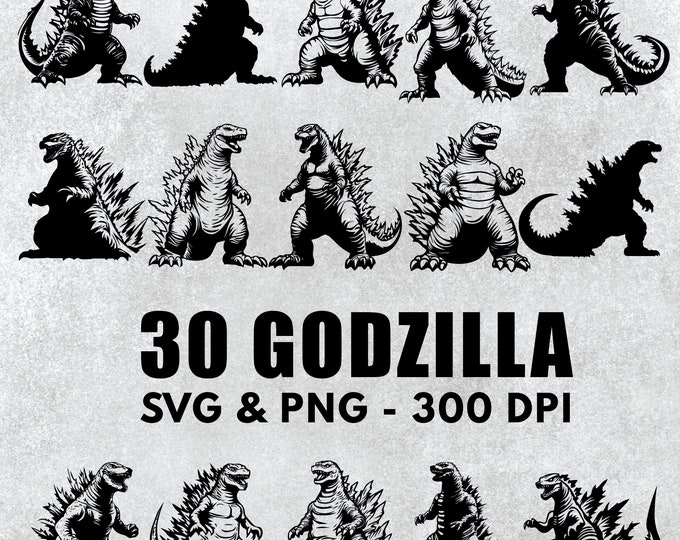Godzilla SVG Clipart & PNG Files, Godzilla Graphics, Digital Clip Art ...