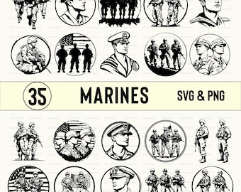 Marines SVG PNG Clipart: Silhouette Vector Art