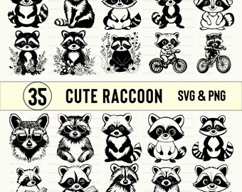 Raccoon Clipart, Vector Decal, SVG PNG Cut Files