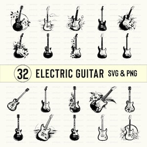 Electric Guitar Svg Png, Electric Guitar clipart, Electric Guitar silhouette, Electric Guitar vector, cut file, Cricut, Designs, Icon, Logos