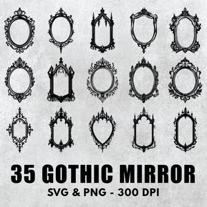 ゴシックミラーシルエットバンドル：装飾的なベクターアート（SVG、PNG）