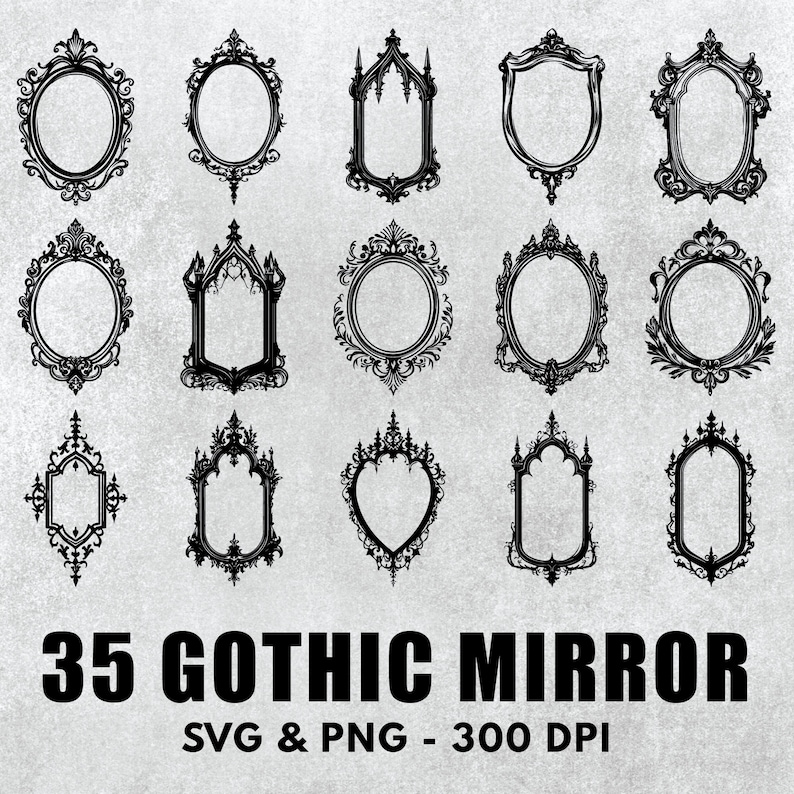Gothic Mirror Silhouette Bundle Svg, Gothic Mirror Svg Vector Set, Gothic Mirror Clipart Png, Gothic Mirror Cricut Cut Files Png Svg Decal