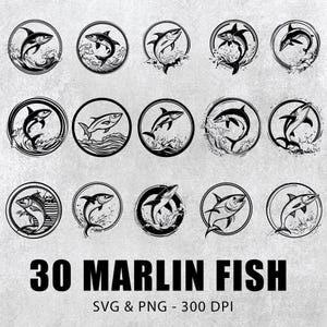 Marlin Fish Svg Png Bundle, Marlin Fish Silhouette, Marlin Fish Clipart, Marlin Fish Vector, Marlin Fish Decal, Cricut, Marlin Fish Cut File