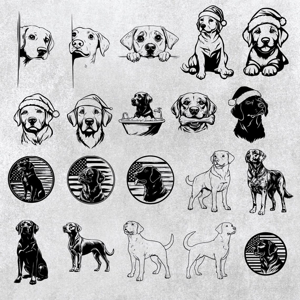 Labrador Retriever SVG Bundle: Dog Silhouette Clipart (PNG, Vector) - Etsy