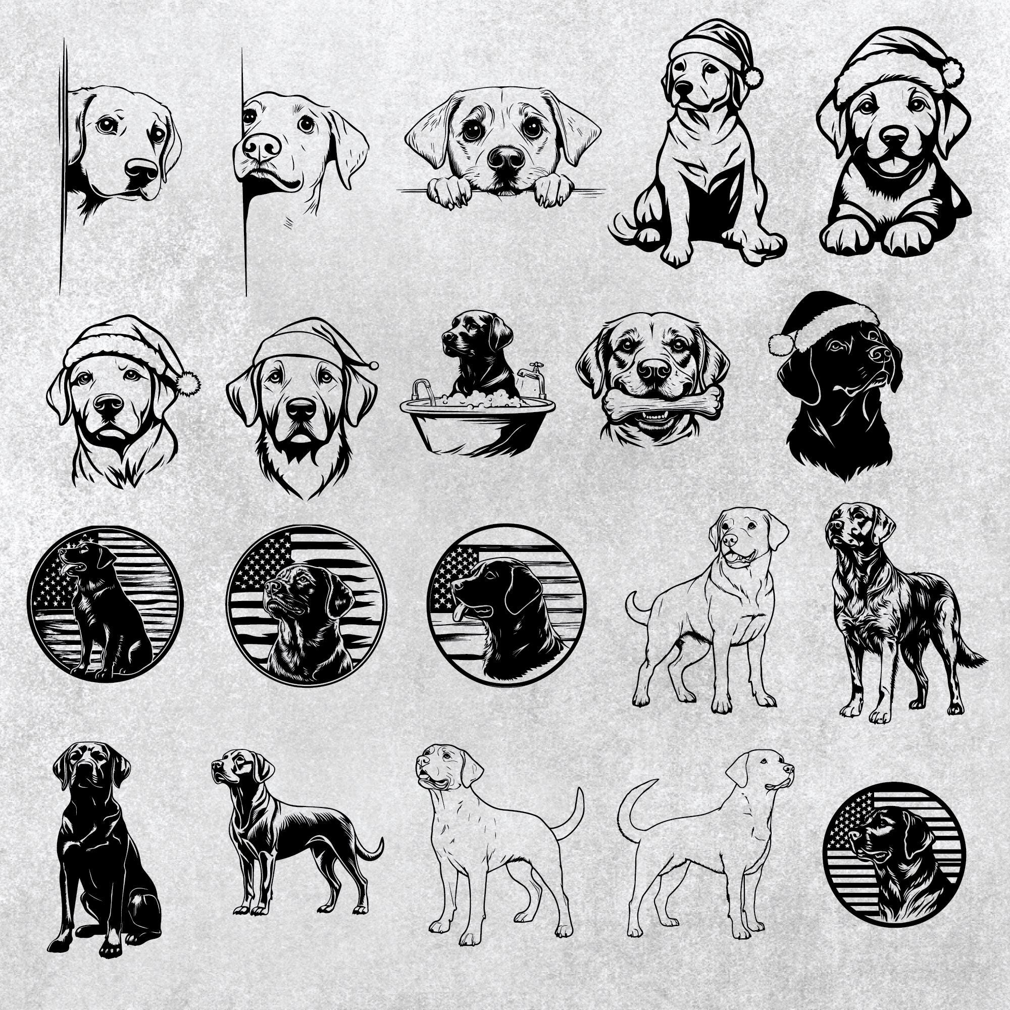 Labrador Retriever SVG Bundle: Dog Silhouette Clipart (PNG, Vector) - Etsy
