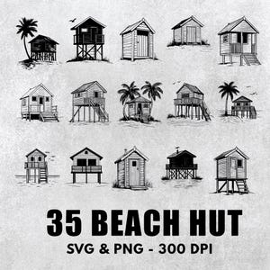 Beach Hut Svg Bundle, Beach Hut Silhouette, Beach Hut Clipart, Beach Hut Decal, Beach Hut Gifts File Decal Icon Logo Cut Files For Cricut