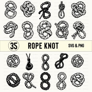 Rope Knot SVG Bundle: Silhouette Clipart Vector (PNG, Cut Files)