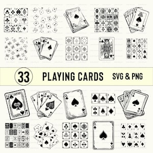 Playing Cards Svg Png, Playing Cards clipart, Playing Cards silhouette, vector, cut files, Cricut, Design, Icon, Logo, C ards Designs files