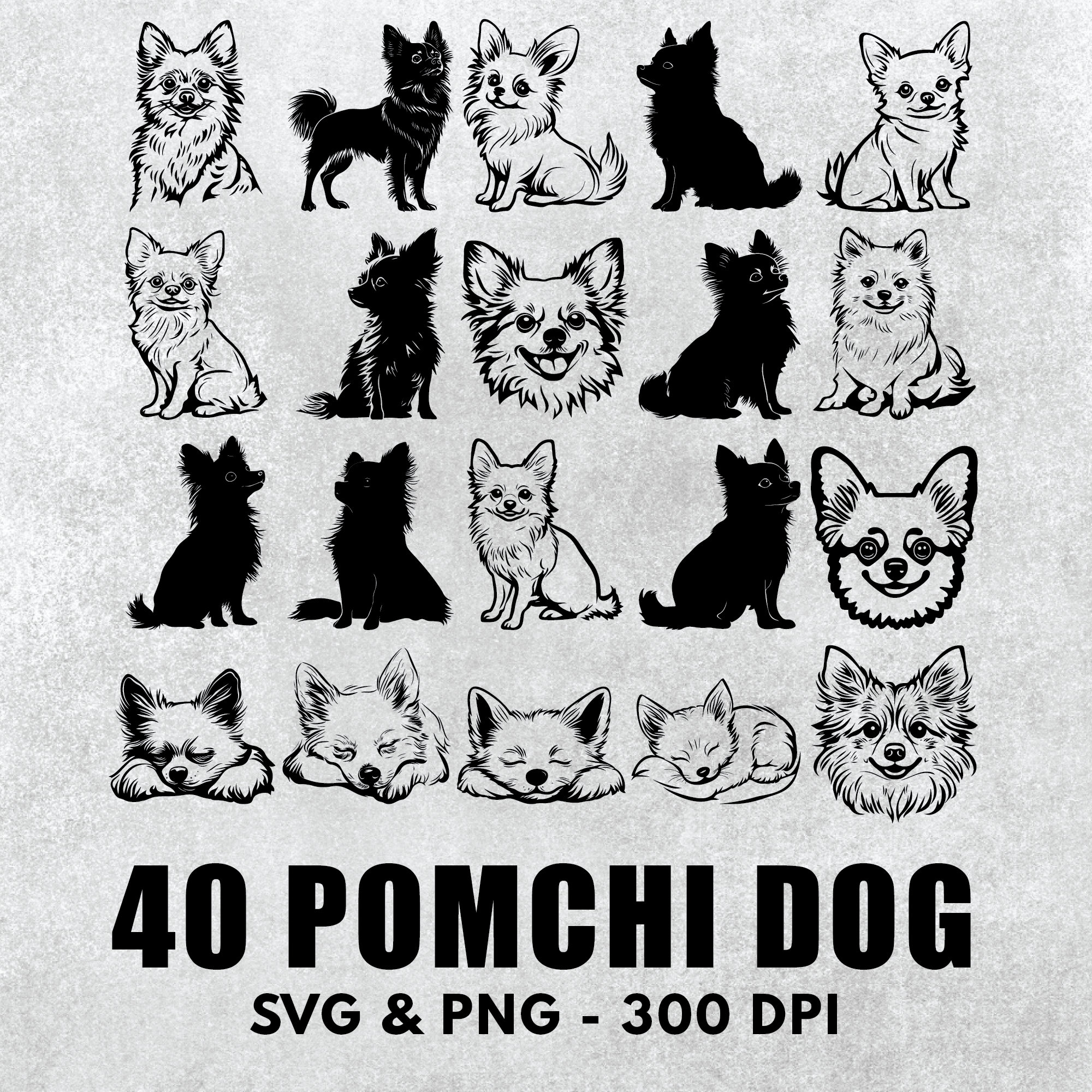 Pomchi Silhouette Bundle: Vector Clipart, Decal Art (SVG & PNG) - Etsy