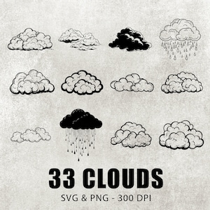 Clouds SVG Bundle: Silhouette Clipart Vector (PNG, 300 DPI)