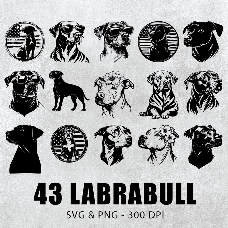 Labrabull Line Labrabull SVG Bundle: Dog Clipart, Vector Decal (PNG) - Etsy