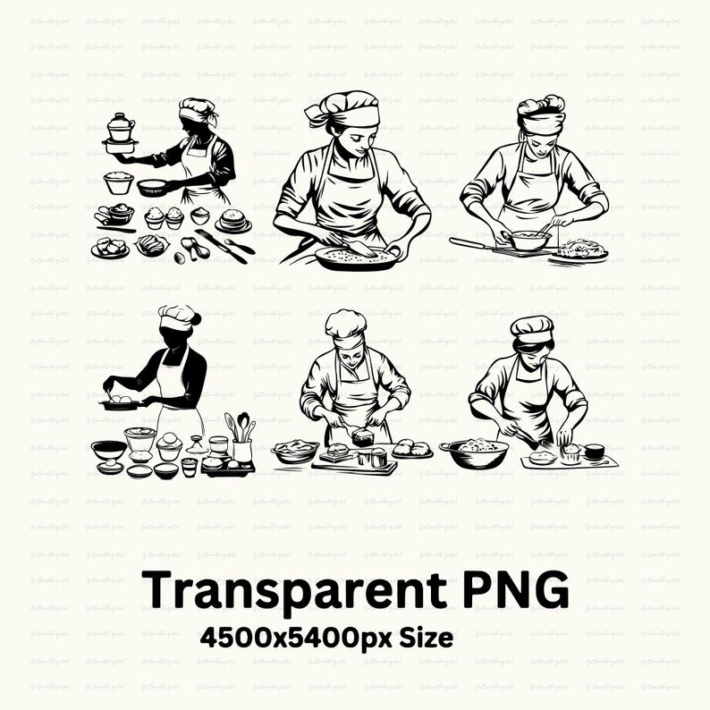 Baking SVG PNG Clipart: Chef Silhouette Vector Cut Files - Etsy