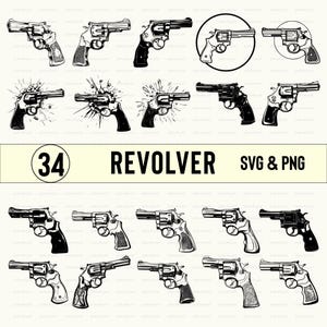 Revolver Svg Bundle, Revolver Silhouette, Revolver Clipart, Revolver Vector, Revolver Decal, Revolver Set, Revolver Cut File, Revolver Decal