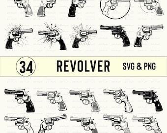 Revolver SVG Bundle: Silhouette Clipart Vector (PNG, Cut Files)