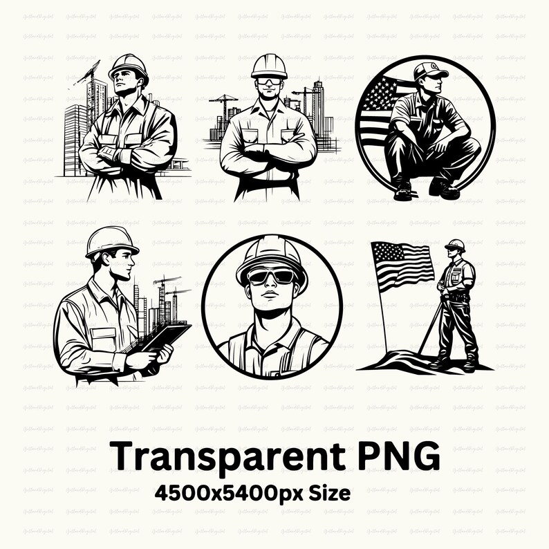 Engineer Silhouette Vector: Clipart SVG PNG Bundle - Etsy