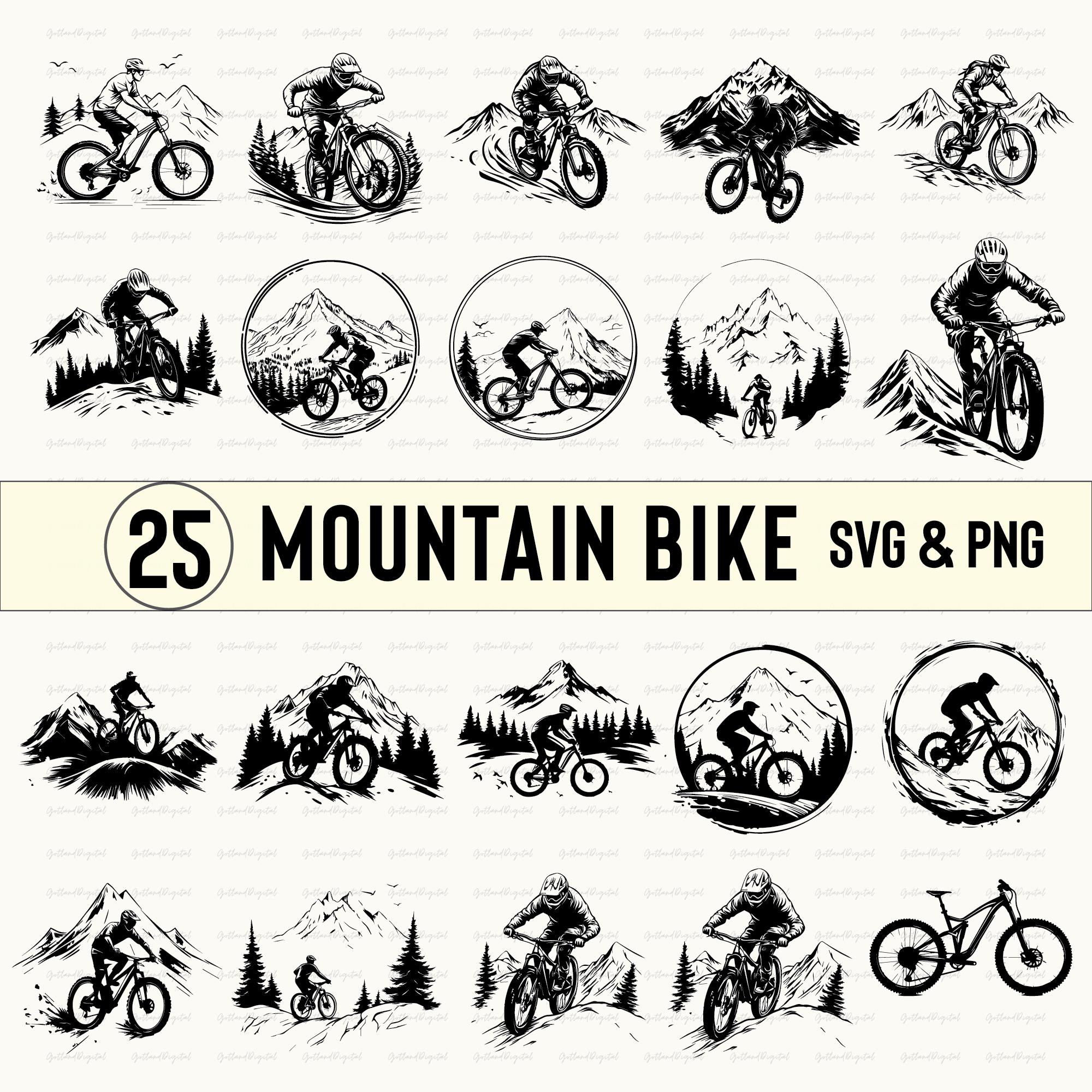 Mountain Bike Svg Bundle, Mountain Bike Silhouette, Mountain Bike Clipart, Mountain Bike Vector, Mountain Bike Decal, Mountain Bike Logo Svg