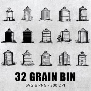 Grain Bin Svg Png Bundle, Grain Bin Silhouette, Grain Bin Clipart, Grain Bin Vector Decal, Grain Bin Cricut Grain Bin Cut Files Grain Bin
