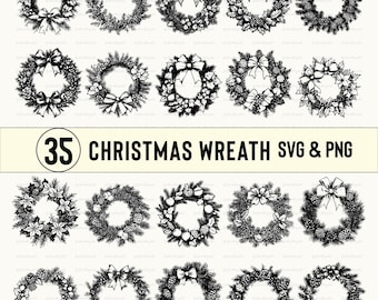 Paquete SVG de coronas navideñas: imágenes prediseñadas navideñas, diseños vectoriales (PNG)