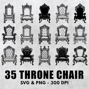 Throne Chair Svg Bundle, Throne Chair Silhouette, Throne Chair Clipart, Throne Chair Vector, Throne Chair Decal, Throne Chair Icon Logo Svg