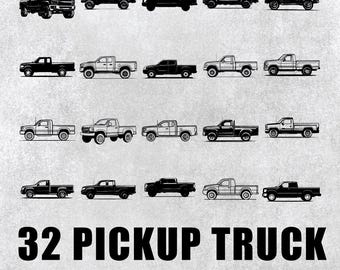 Pickup Truck Svg Bundle, Pickup Truck Vector Set, Pickup Truck Clipart, Pickup Truck Decal, Pickup Truck Art Png, Pickup Truck Logo Icon Svg