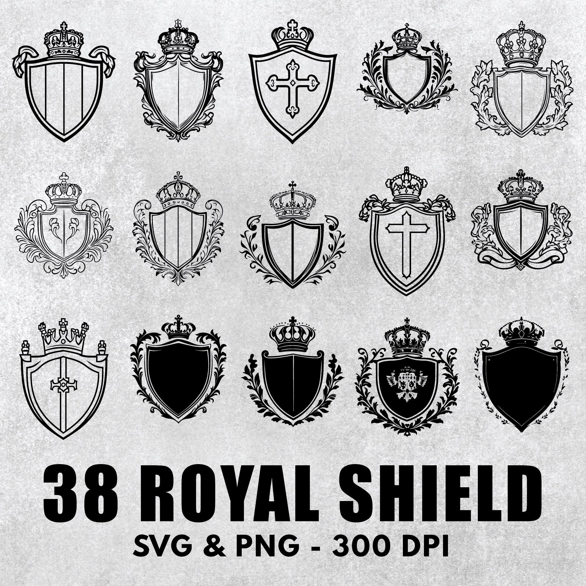 Royal Shield SVG Bundle: Vector Clipart Decal (PNG, SVG) - Etsy, image size:2000x2000