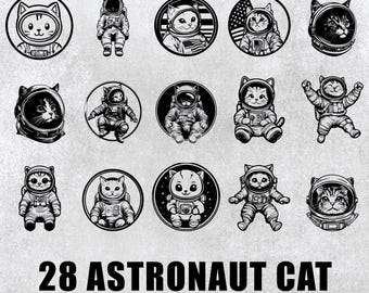 Astronaut Cat SVG Bundle: Space Clipart, Logo Icon (PNG)