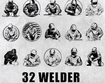 Schweißer SVG Bundle: Silhouette PNG Clipart, Cricut Cut Dateien