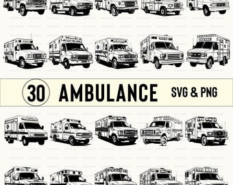 Ambulance Silhouette Vector Bundle: Clipart, Decal, Icon (SVG, PNG)